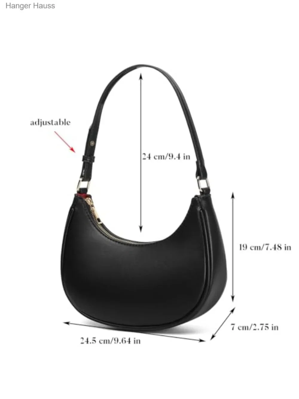 Y2K Crescent Purse Small Shoulder Bag Vegan Leather Convertible Clutch